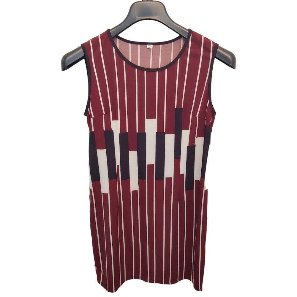Women Brown & White Stripes Dress